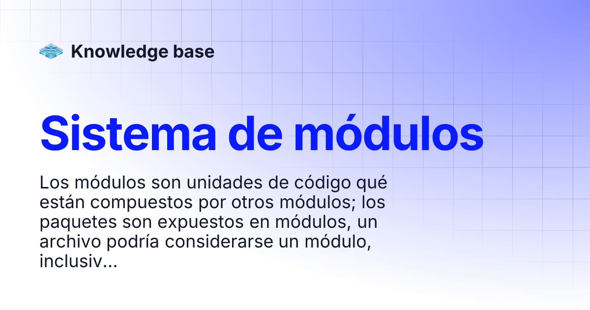 Sistema de módulos | Knowledge base